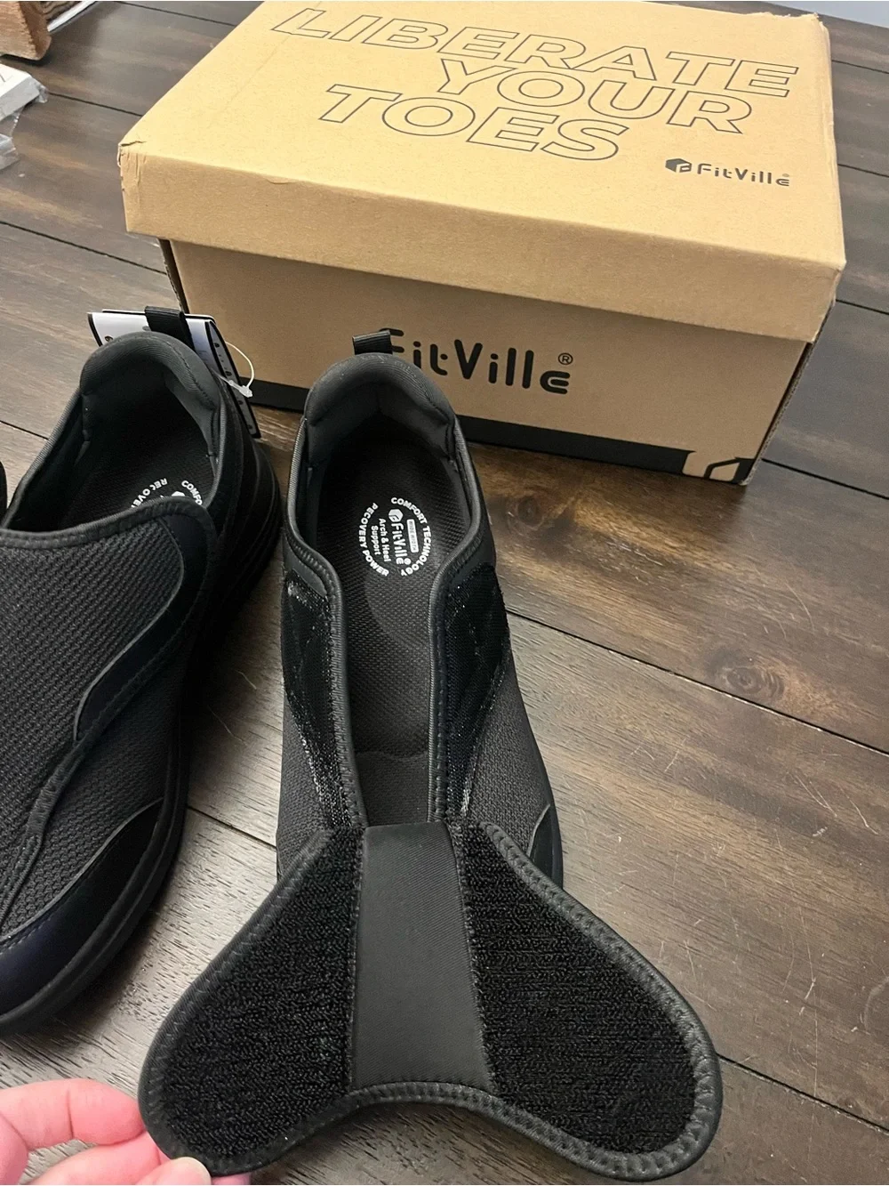 Slip-On Women’s Comfort Walking Shoes - Black Diabetic friendly,arch support
